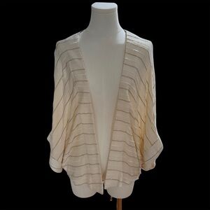 Anthropologie Dolan Boho Indie Neutral Modern Ivory Striped Open Front Top XS/S